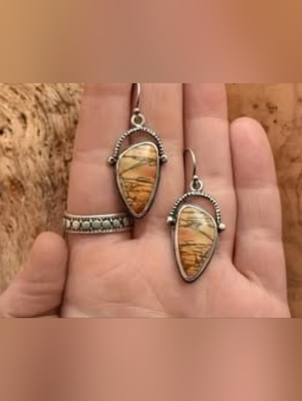 Unique Boho Drop Earrings/Beautiful Brown Stone- NEW!!